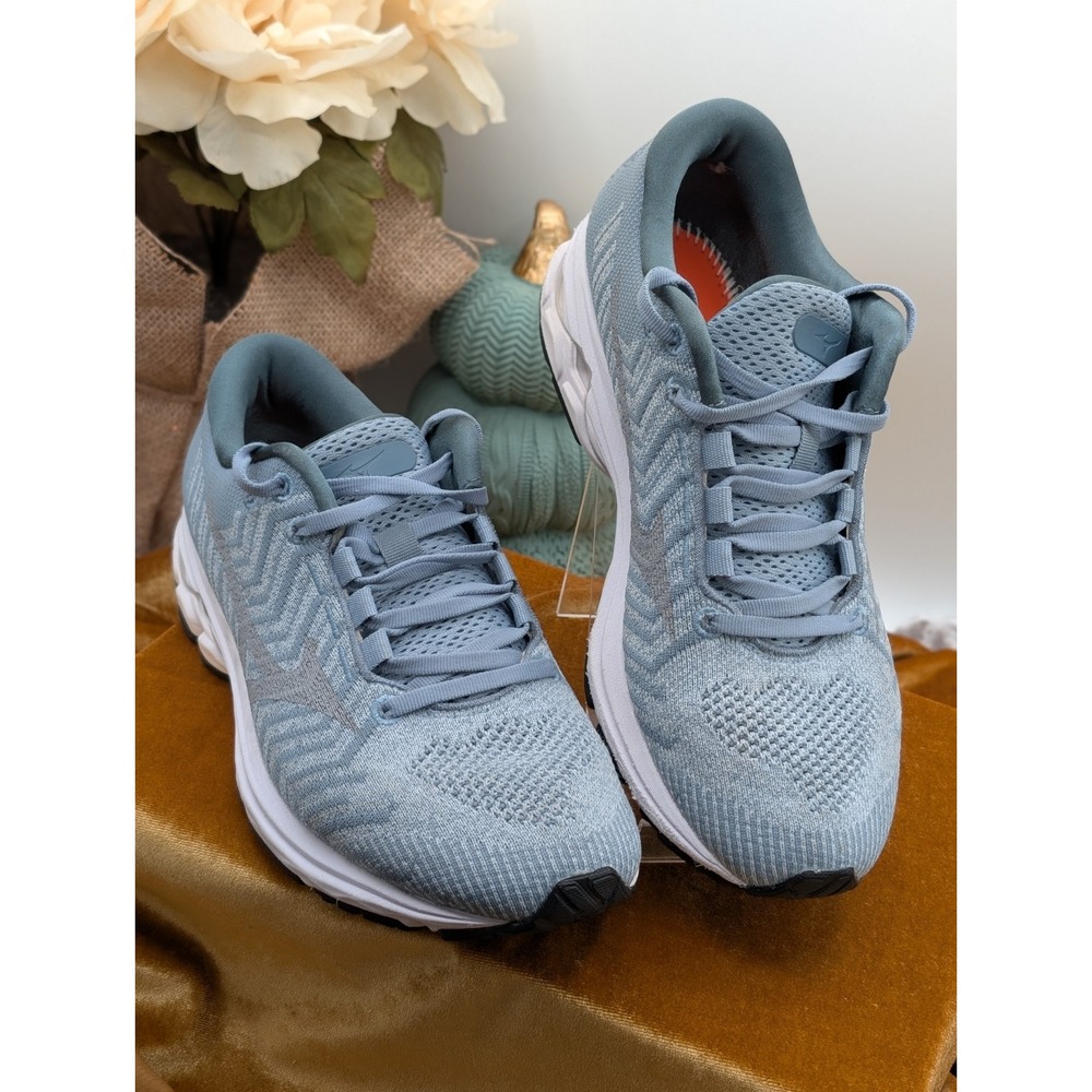 Mizuno Wave Rider Waveknit 3 Running Shoes Gray Blue Sneaker J1GD1929 Women 8.5